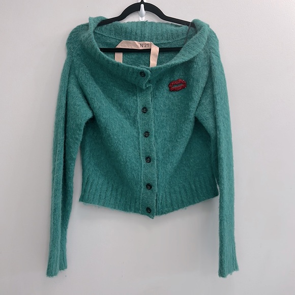 N°21 embellished off-the-shoulder cardigan - Picture 6 of 12